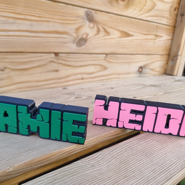 Personalized Pixel Style Gaming Nameplate – Custom Blocky Design with Your Name and Choice of Font Color, Perfect for Gamers, Desk Accessory