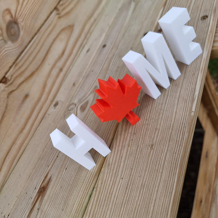 Home Decorative Letter Ornament With Maple Leaf - 3D Printed, Canada Souvenir, Canadian Gift