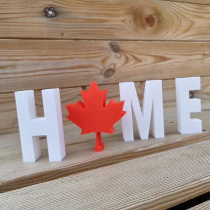 Home Decorative Letter Ornament With Maple Leaf - 3D Printed, Canada Souvenir, Canadian Gift