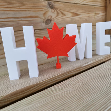 Home Decorative Letter Ornament With Maple Leaf - 3D Printed, Canada Souvenir, Canadian Gift
