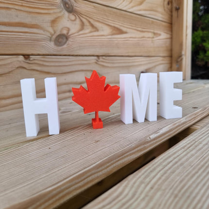 Home Decorative Letter Ornament With Maple Leaf - 3D Printed, Canada Souvenir, Canadian Gift