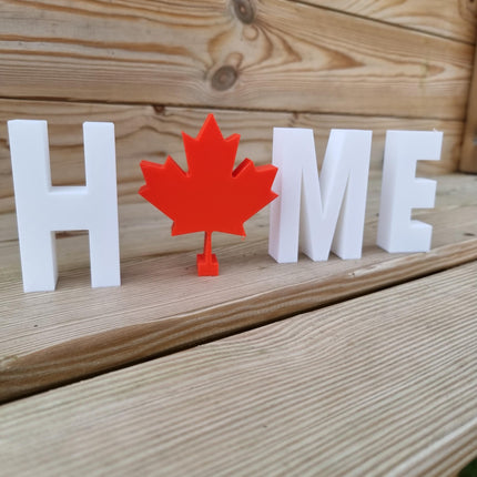 Home Decorative Letter Ornament With Maple Leaf - 3D Printed, Canada Souvenir, Canadian Gift