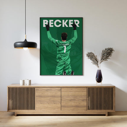 Alisson Becker Liverpool FC Poster – Goalkeeper Wall Art Print, Number 1 Football Decor, Soccer Gift for Reds Fans,Iconic LFC Player Artwork