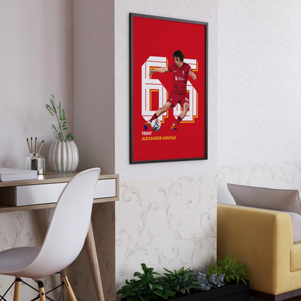 Trent Alexander-Arnold Liverpool FC Poster – Number 66 Wall Art Print, Football Decor for Reds Fans, Soccer Gift,LFC Right Back Illustration