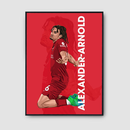 Trent Alexander-Arnold Celebration Poster – Liverpool FC Wall Art, Number 66 Football Print, Soccer Gift for Fans, Iconic Reds Slide Artwork