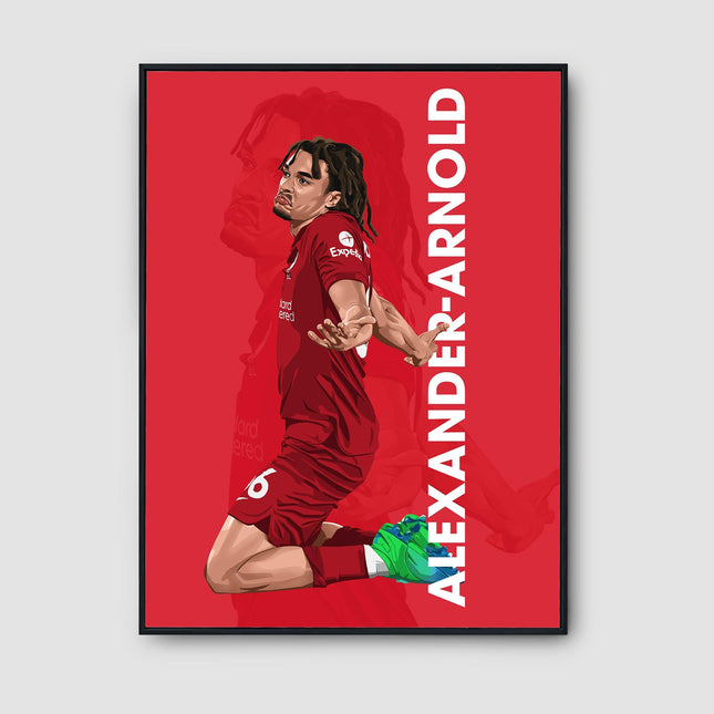 Trent Alexander-Arnold Celebration Poster – Liverpool FC Wall Art, Number 66 Football Print, Soccer Gift for Fans, Iconic Reds Slide Artwork