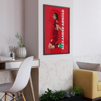 Trent Alexander-Arnold Celebration Poster – Liverpool FC Wall Art, Number 66 Football Print, Soccer Gift for Fans, Iconic Reds Slide Artwork