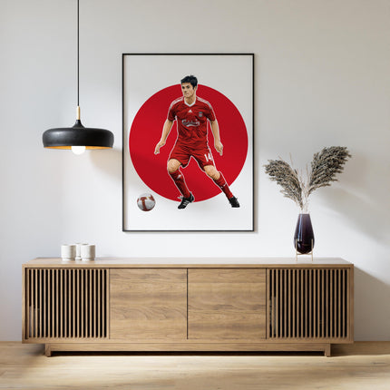 Xabi Alonso Liverpool FC Poster – Number 14 Wall Art, Carlsberg Kit Football Print, Iconic Midfielder Gift, Vintage Reds Soccer Decor