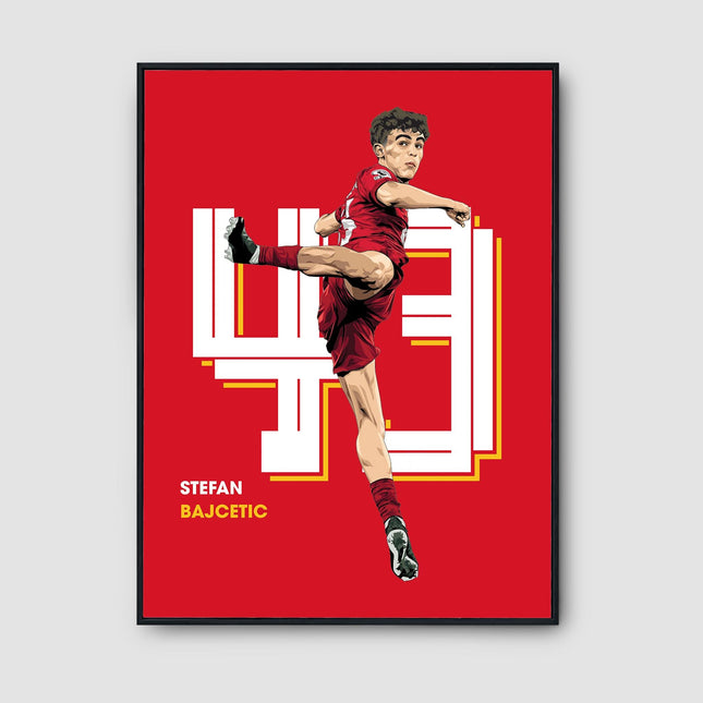 Stefan Bajcetic Liverpool FC Poster – Number 43 Football Print, Wall Art for Fans, Soccer Gift, LFC Decor Featuring Rising Midfield Star