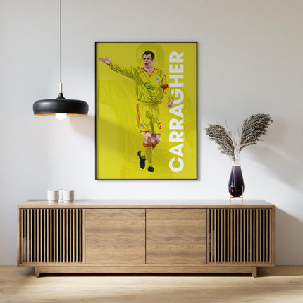 Jamie Carragher Liverpool FC Poster – Number 23 Wall Art in Yellow Kit, Classic Football Print, Reds Defender Gift, Soccer Legend Home Decor