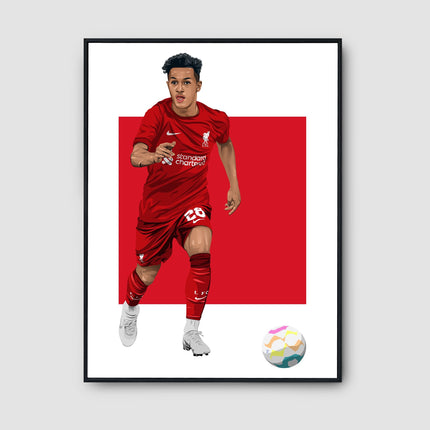 Fábio Carvalho Liverpool FC Poster – Number 28 Football Wall Art, Red Kit Soccer Print,Young Reds Star Gift,Modern LFC Player Decor for Fans