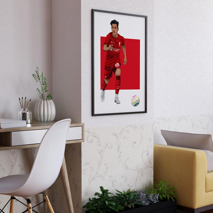 Fábio Carvalho Liverpool FC Poster – Number 28 Football Wall Art, Red Kit Soccer Print,Young Reds Star Gift,Modern LFC Player Decor for Fans