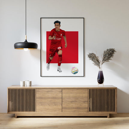 Fábio Carvalho Liverpool FC Poster – Number 28 Football Wall Art, Red Kit Soccer Print,Young Reds Star Gift,Modern LFC Player Decor for Fans