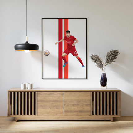 Luis Díaz Liverpool FC Poster – Number 23 Football Wall Art, Red Kit Soccer Print, Modern LFC Player Gift,Colombian Star Decor for Reds Fans