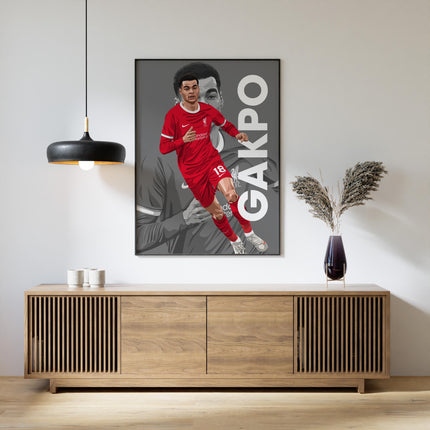 Cody Gakpo Liverpool FC Poster – Number 18 Football Wall Art, Red Kit Soccer Print, Dutch Player Gift, Modern LFC Decor for Reds Fans