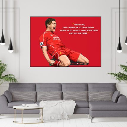 Steven Gerrard Liverpool FC Poster – Anfield Quote Wall Art,Knee Slide Celebration Print,Reds Legend Gift,Iconic LFC Decor for Football Fans