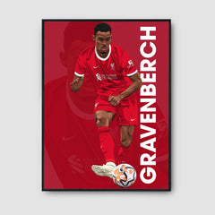Ryan Gravenberch Liverpool FC Poster – Midfielder Wall Art in Red Kit, Football Print for Reds Fans, Dutch Player Gift,Modern LFC Room Decor