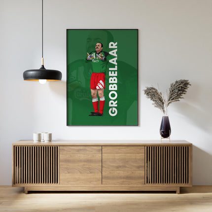 Bruce Grobbelaar Liverpool FC Poster – Goalkeeper Wall Art in Green Kit, Classic Reds Football Print, LFC Legend Gift, Retro Soccer Decor