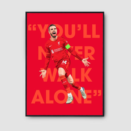 Jordan Henderson Liverpool FC Poster – Captain Wall Art with You’ll Never Walk Alone Quote, Football Print, Reds Gift, Number 14 LFC Decor