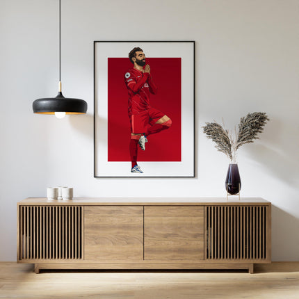 Mohamed Salah Liverpool FC Poster – Prayer Celebration Wall Art, Calm Reds Print, Number 11 LFC Decor, Egyptian King Gift for Football Fans