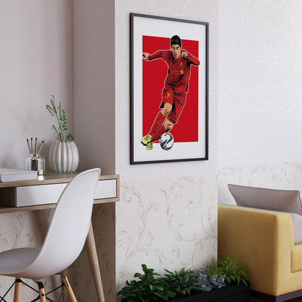 Luis Suárez Liverpool FC Poster – Iconic Reds Striker Wall Art, Anfield Legend Print, LFC Gift for Football Fans,Suárez Goal Celebration Art