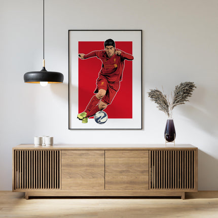 Luis Suárez Liverpool FC Poster – Iconic Reds Striker Wall Art, Anfield Legend Print, LFC Gift for Football Fans,Suárez Goal Celebration Art