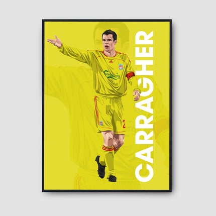 Jamie Carragher Liverpool FC Poster – Number 23 Wall Art in Yellow Kit, Classic Football Print, Reds Defender Gift, Soccer Legend Home Decor