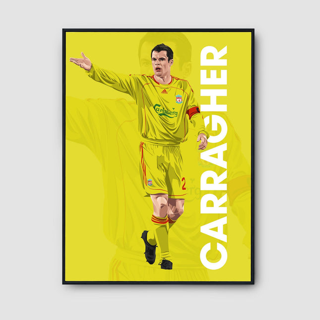 Jamie Carragher Liverpool FC Poster – Number 23 Wall Art in Yellow Kit, Classic Football Print, Reds Defender Gift, Soccer Legend Home Decor
