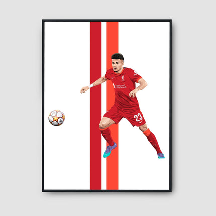 Luis Díaz Liverpool FC Poster – Number 23 Football Wall Art, Red Kit Soccer Print, Modern LFC Player Gift,Colombian Star Decor for Reds Fans