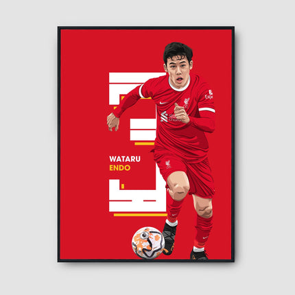 Wataru Endō Liverpool FC Poster – Number 3 Football Wall Art,Japanese Midfielder Print,Red Kit Soccer Decor,Gift for LFC Fans and Collectors