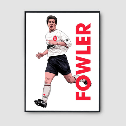 Robbie Fowler Liverpool FC Poster – Classic White Kit Football Print, Striker Wall Art, Reds Legend Gift, Retro Soccer Decor for LFC Fans