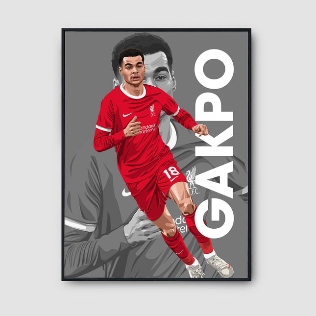 Cody Gakpo Liverpool FC Poster – Number 18 Football Wall Art, Red Kit Soccer Print, Dutch Player Gift, Modern LFC Decor for Reds Fans