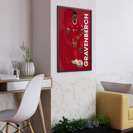 Ryan Gravenberch Liverpool FC Poster – Midfielder Wall Art in Red Kit, Football Print for Reds Fans, Dutch Player Gift,Modern LFC Room Decor