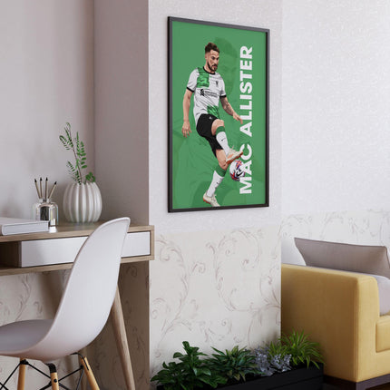 Alexis Mac Allister Liverpool FC Poster – Green Away Kit Football Wall Art, Midfielder Print for Reds Fans, Argentina Star Soccer Room Decor