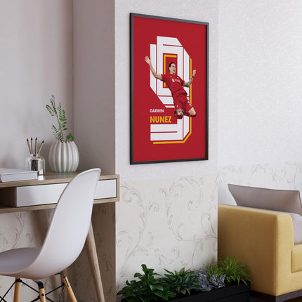 Darwin Núñez Liverpool FC Poster – Number 9 Goal Celebration Wall Art, Reds Forward Print, Uruguayan Striker Decor, LFC Football Gift Idea