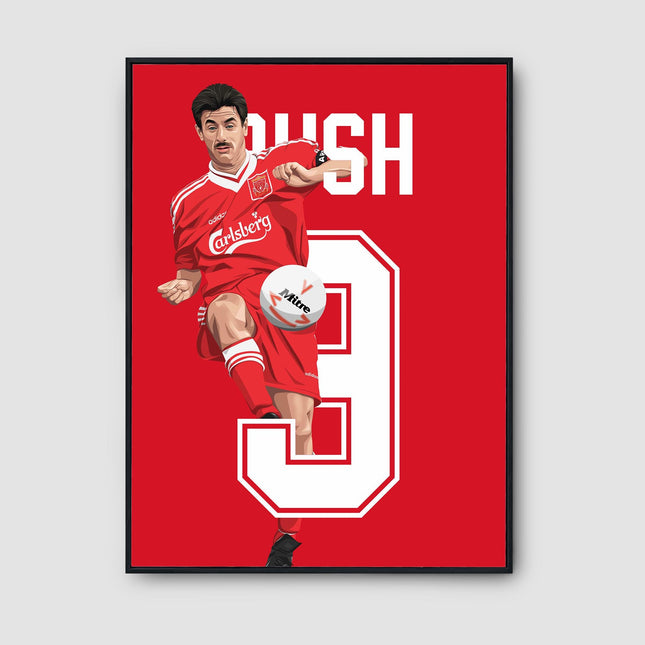 Ian Rush Liverpool FC Poster – Number 9 Legend Wall Art, Classic Carlsberg Kit Football Print, Reds Striker Decor, Gift for LFC Collectors