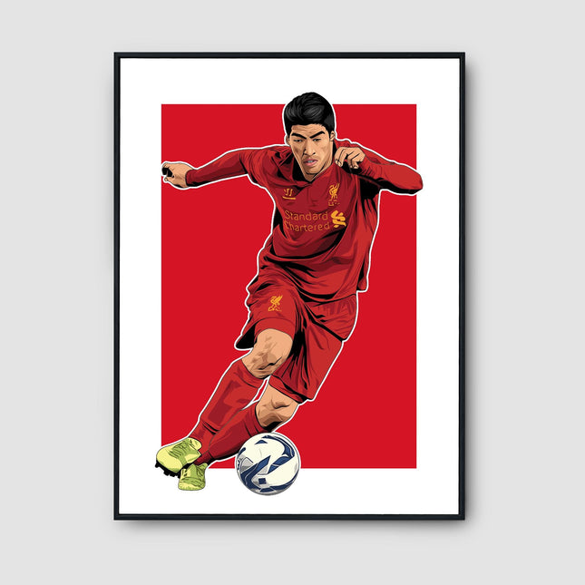 Luis Suárez Liverpool FC Poster – Iconic Reds Striker Wall Art, Anfield Legend Print, LFC Gift for Football Fans,Suárez Goal Celebration Art