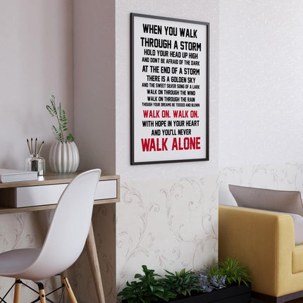 You’ll Never Walk Alone Lyrics Print – Liverpool FC Anthem Wall Art, Anfield Song Poster, Inspirational Reds Football Fan Gift for Home