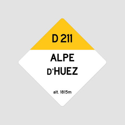 Alpe D'Huez D211 Route Sign - Square - Close Up Detail View