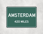Amsterdam Distance Sign - Sign | Personalised Gift