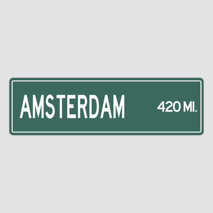 Amsterdam Distance Street Sign - Sign | Personalised Gift