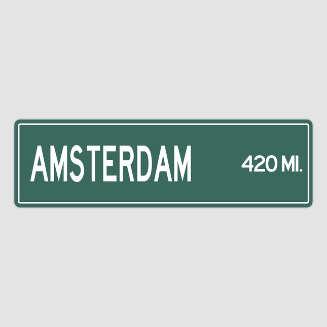 Amsterdam Distance Street Sign - Sign | Personalised Gift