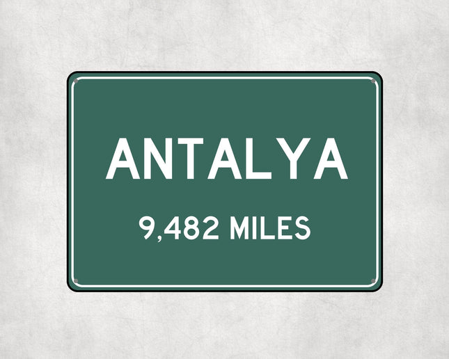 Antalya Distance Sign - Sign | Personalised Gift