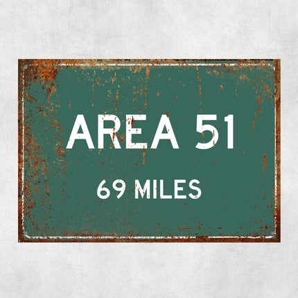 Area 51 Distance Sign - Close Up Detail View