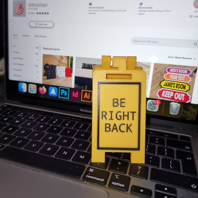 Be Right Back Mini Floor Sign – Custom Colors & Sizes - Sign | Personalised Gift