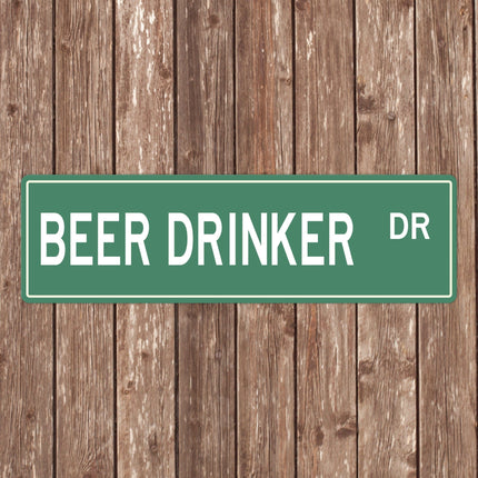 Beer Drinker Street Sign - Close Up Detail View