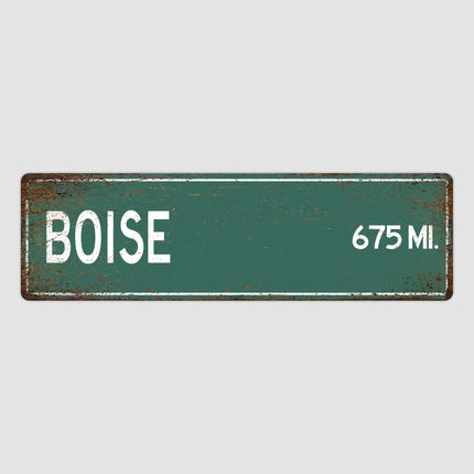 Boise Distance Street Sign - Close Up Detail View