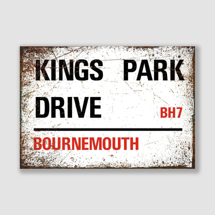 Bournemouth Kings Park Drive Street Sign - Close Up Detail View