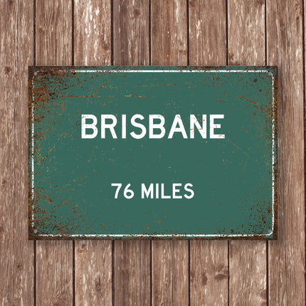 Brisbane Distance Sign - Close Up Detail View
