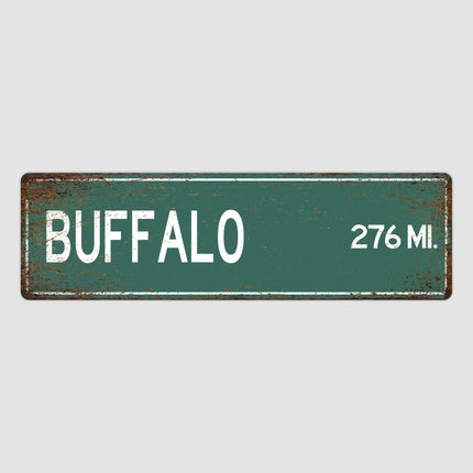Buffalo  Distance Street Sign - Close Up Detail View